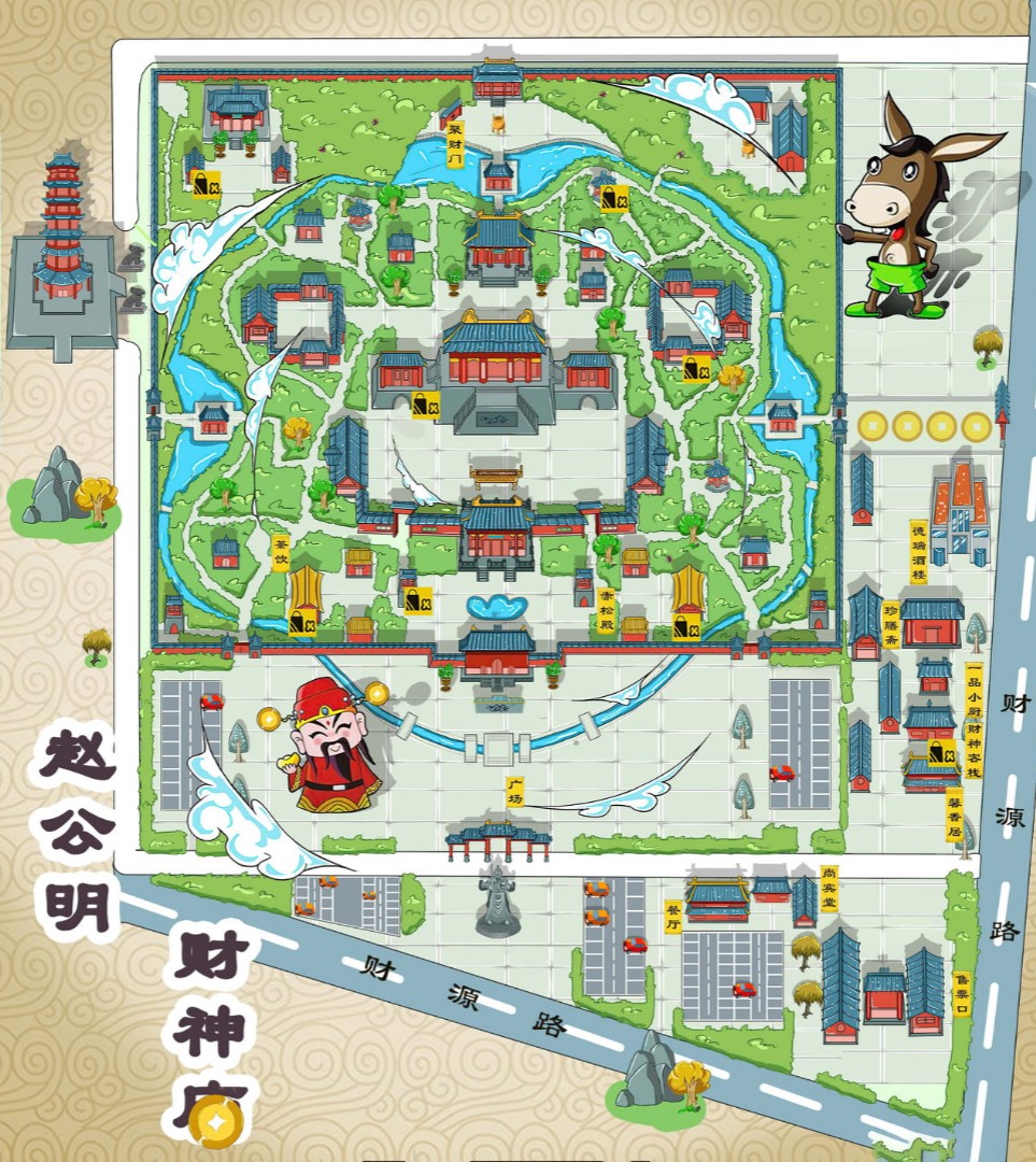 张北寺庙类手绘地图